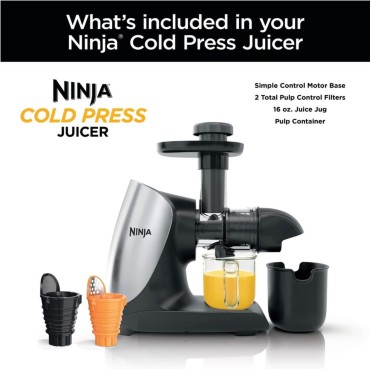 Ninja Cold Press Juicer Pro - Powerful Slow Juicer - Cloud Silver JC100 (Renewed)