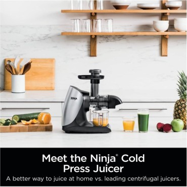 Ninja Cold Press Juicer Pro - Powerful Slow Juicer - Cloud Silver JC100 (Renewed)