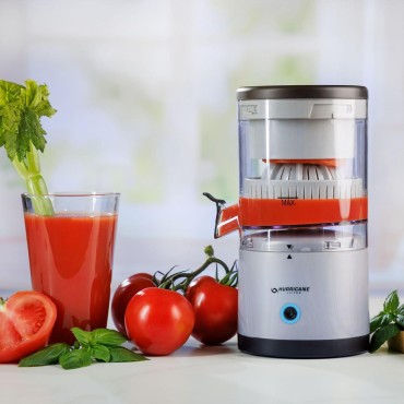 Hurricane Juicer, Powerful Cordless Juice Extractor Machine, Compact Design Fruit Juicer with Dishwasher-Safe Parts, Rechargeable 500 RPM Electric Juicer for Oranges, Berries & More