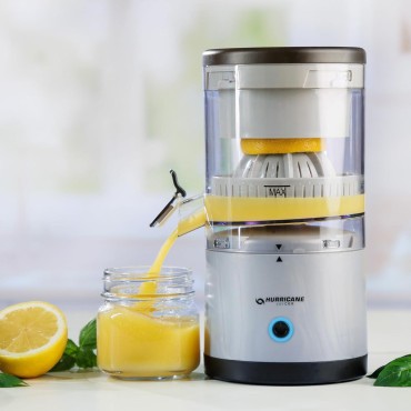 Hurricane Juicer, Powerful Cordless Juice Extractor Machine, Compact Design Fruit Juicer with Dishwasher-Safe Parts, Rechargeable 500 RPM Electric Juicer for Oranges, Berries & More