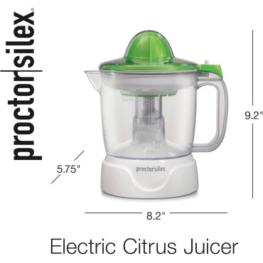 Proctor Silex Juicer Electric Citrus Juicer Machine, 34 oz., for Orange, Lemon, Grapefruit Juice, White and Green (66340)