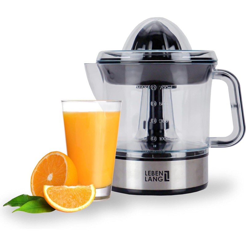 – Electric juicer max juice yield | Citrus juicer + 2 cones 40W | Lemon, lime, orange, fresh fruit squeezer machine | Automatic lever press extractor | exprimidor de naranjas electrico