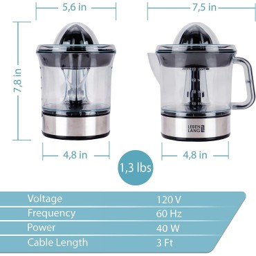 – Electric juicer max juice yield | Citrus juicer + 2 cones 40W | Lemon, lime, orange, fresh fruit squeezer machine | Automatic lever press extractor | exprimidor de naranjas electrico