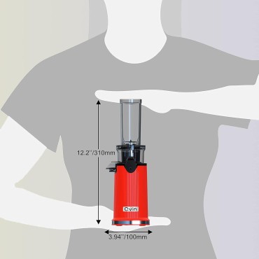 Cold Press Juicer Machine,Compact Design with Powerful Motor,Masticating Slow Juicer Machine with Juice and Pulp Cup, Juicer machines Vegetable and Fruit, Nut milk maker Red & Stainless Steel