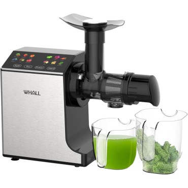 whall Masticating Slow Juicer, Professional Stainless Juicer Machines for Vegetable and Fruit, Touchscreen Cold Press Juicer with 2 Speed Modes,Silver