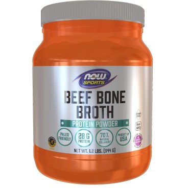 NOW Foods Sports Nutrition, Beef Bone Broth Powder made with Premium-Quality Beef Bone Extract , 1.2-Pound