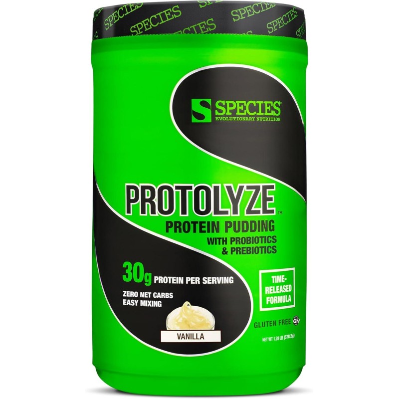 Species Nutrition Protolyze Protein Pudding, 30 Grams of Muscle Building Protein Powder, Low Calorie & Carb, Zero Sugar, Vanilla