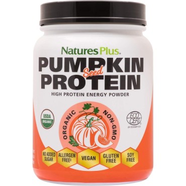 NaturesPlus Organic Pumpkin Seed Protein - .95 lbs Vegan Protein Powder - High Energy Protein Supplement, Promotes Prostate Health, Soothes Menstrual Discomfort - Vegetarian, Gluten-Free - 15 Servings