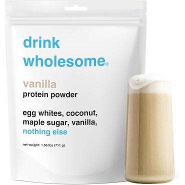 drink wholesome Vanilla Egg White Protein Powder | for Sensitive Stomachs | Easy to Digest | Gut Friendly | No Bloating | Dairy Free Protein Powder | Lactose Free Protein Powder | 1.56 lb