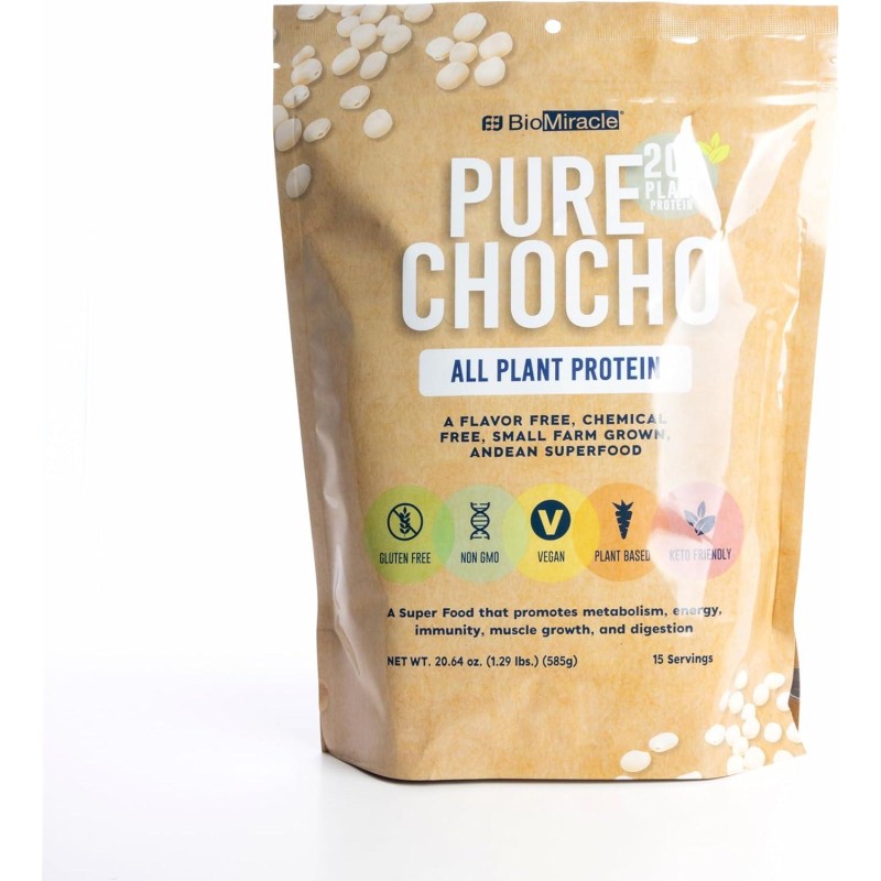 BioMiracle Hydrolyzed Pure Chocho All Plant Protein Gluten Free, Non-GMO, Vegan, Plant-Based, Keto Friendly (15 Servings) - 20g