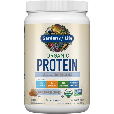 Garden of Life Vegan Protein Powder - Snickerdoodle Cookie - 20g Plant Protein, BCAAs, Probiotics & Digestive Enzymes - Gluten-Free, Non-GMO