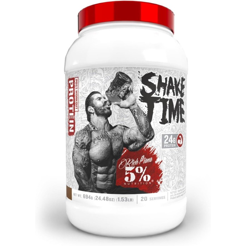 5% Nutrition Rich Piana Shake Time | 24g Animal-Based Protein Drink | Beef, Chicken, Whole Egg | No Sugar, Dairy, or Soy (Chocolate)