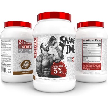 5% Nutrition Rich Piana Shake Time | 24g Animal-Based Protein Drink | Beef, Chicken, Whole Egg | No Sugar, Dairy, or Soy (Chocolate)