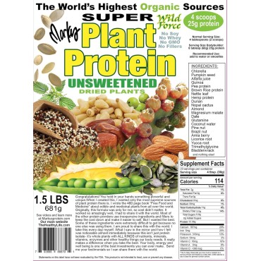 Wild Force Super Plant Protein - Unsweetened - Protein Powder Enriched with Exotic Pine Nuts, Durian, & Prickly Pear Cactus - Digestive-Friendly, Nutrient-Rich