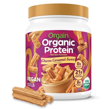 Orgain Organic Vegan Protein Powder, Churro Caramel Swirl, 1.02 lb