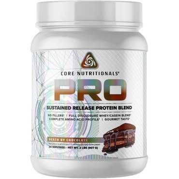 Core Nutritionals Pro Sustained Release Protein Blend, Digestive Enzyme Blend, 25G Protein, 2G Carb, 24 Servings (Death by Chocolate)