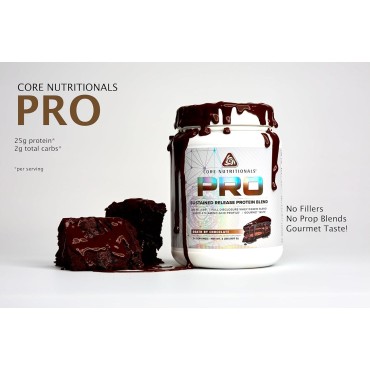 Core Nutritionals Pro Sustained Release Protein Blend, Digestive Enzyme Blend, 25G Protein, 2G Carb, 24 Servings (Death by Chocolate)