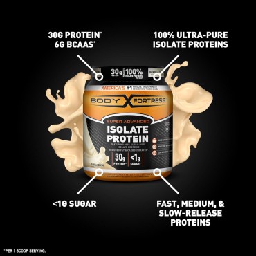 Body Fortress Super Advanced Isolate Protein Powder, Gluten Free, Vanilla Creme Flavored, 1.5 Lb