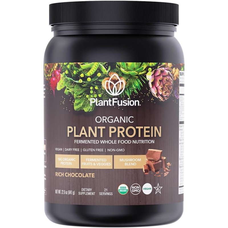 SOTRU Organic Vegan Protein Powder - Whole Food, Plant Based Protein Powder with Green Superfoods, Enzymes & Probiotics - USDA Certified Organic, Non-GMO, Gluten-Free - Chocolate 18.5 oz, 21 Servings