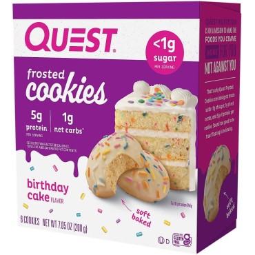 Quest Nutrition Birthday Cake Frosted Cookies, 8 Count