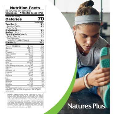 Natures Plus Energy Shake - 1.7 lb - 16 Grams of Plant-Based Protein Per Serving - Contains Digestion-Supporting Enzymes - No Added Sugar - Non-GMO, Vegetarian, Gluten Free - 28 Servings