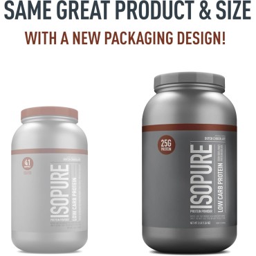 Isopure Dutch Chocolate Whey Isolate Protein Powder with Vitamin C & Zinc for Immune Support, 25g Protein, Low Carb & Keto Friendly, 41 Servings, 3 Pounds (Pack of 1) (Packaging May Vary)