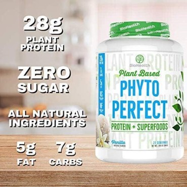 Phyto Perfect Vanilla (2lb) | Vegan Protein Plus Superfoods | Protein with Organic Veggies and Fruits