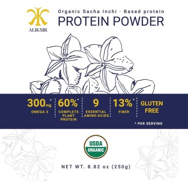 Organic Sacha Inchi Protein Powder Organic - 100% Natural, Vegan, Gluten-Free, 9 Grams - Plant Based - Low Carb, 9 Essential Amino Acids, 300mg Omega 3, Rich in Fiber - 1 Bag (8.8 oz.)