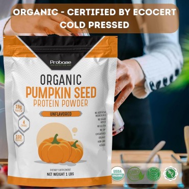 Organic Pumpkin Seed Protein Powder, Plant Based, Vegan, Unflavored, Unsweetened, No Added Sugar, Gluten and Soy Free, Paleo and Keto Friendly, 1 lb - Cold Pressed