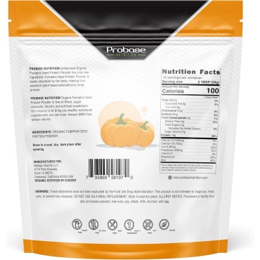 Organic Pumpkin Seed Protein Powder, Plant Based, Vegan, Unflavored, Unsweetened, No Added Sugar, Gluten and Soy Free, Paleo and Keto Friendly, 1 lb - Cold Pressed