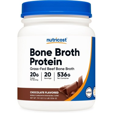 Nutricost Beef Bone Broth Protein Powder Chocolate (20 Servings) - Gluten-Free, GMO-Free