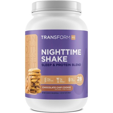 TransformHQ Nighttime Shake, Sleep + Protein Blend, 28 Servings, Chocolate Chip Cookie Flavor