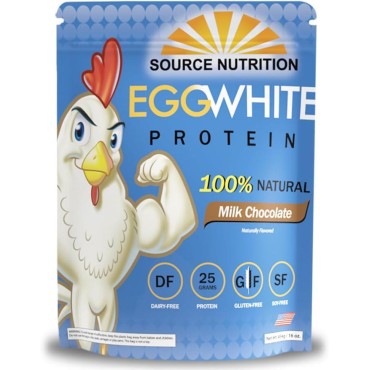 1 lb Egg White Protein Powder by Source Nutrition - 25 Grams Protein, Build Lean Muscle, Dairy Free - Milk Chocolate