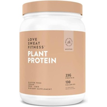 Love Sweat Fitness Organic Vegan Protein Powder, Peanut Butter - 23g Protein, 14 Servings, Plant Based, Gluten Free, Non-GMO