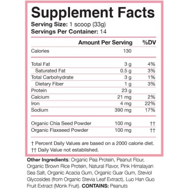 Love Sweat Fitness Organic Vegan Protein Powder, Peanut Butter - 23g Protein, 14 Servings, Plant Based, Gluten Free, Non-GMO