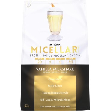 Syntrax Nutrition Micellar Creme Protein Powder, Fresh, Native Micellar Casein, Vanilla Milkshake, 2 lbs