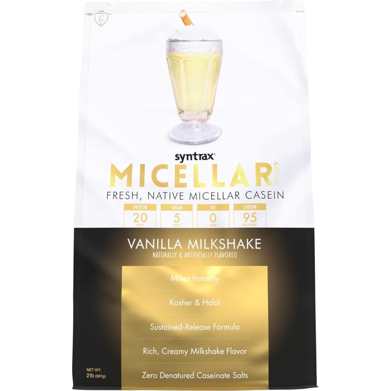 Syntrax Nutrition Micellar Creme Protein Powder, Fresh, Native Micellar Casein, Vanilla Milkshake, 2 lbs