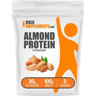 BulkSupplements.com Almond Protein Powder - Plant Based Protein, Flavorless Protein Powder, Almond Powder - Unflavored & Gluten Free, 30g per Serving, 100g (3.5 oz) (Pack of 1)