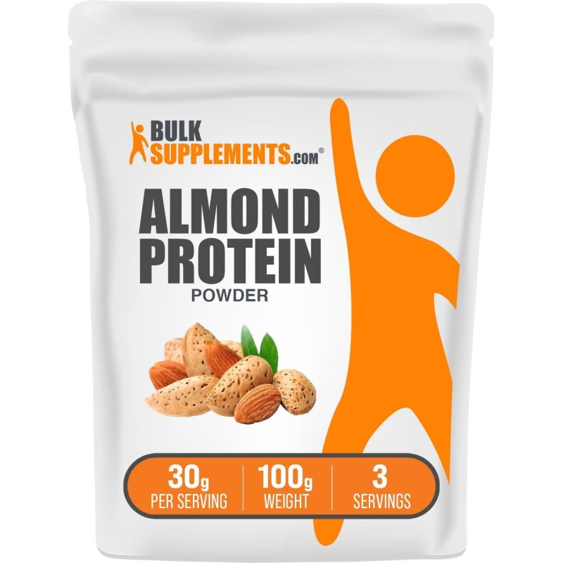 BulkSupplements.com Almond Protein Powder - Plant Based Protein, Flavorless Protein Powder, Almond Powder - Unflavored & Gluten Free, 30g per Serving, 100g (3.5 oz) (Pack of 1)