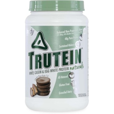 Body Nutrition Trutein Naturals, Whey, Casein & Egg White Protein Powder without Artificial Sweeteners, Gluten-Free Keto Protein Powder, Post-Workout Meal Shake, Chocolate Peanut Butter Cup, 2 lb