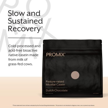 Promix Casein Protein Powder, Chocolate - 2.5lb Bulk - Grass-Fed & 100% All Natural - Slow & Sustained Recovery ­Post Workout Fitness - Shakes, Smoothies, Baking & Cooking Recipes - Gluten-Free