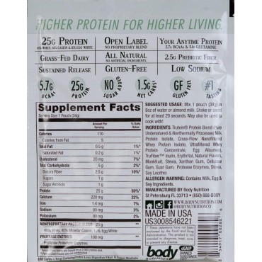 Body Nutrition Trutein Naturals Vanilla Bean Protein Blend Sample 34g Natural Grass Fed Protein Shakes/Shake, Meal Replacement Drink Mix, Post Workout Recovery Shake Powder, Breakfast Shake