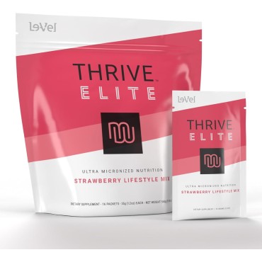 Le-Vel Thrive Elite Strawberry Lifestyle Mix | Protein Shake for Men & Women | Gluten Free Strawberry Protein Powder | High Calorie Protein Shake | 16 Servings