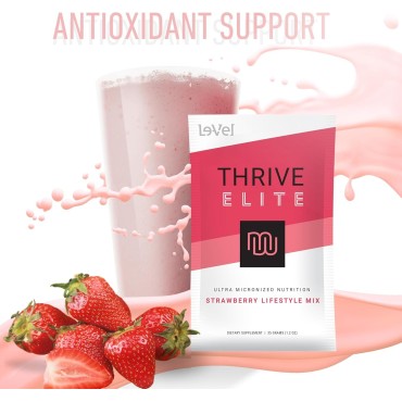 Le-Vel Thrive Elite Strawberry Lifestyle Mix | Protein Shake for Men & Women | Gluten Free Strawberry Protein Powder | High Calorie Protein Shake | 16 Servings