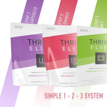 Le-Vel Thrive Elite Strawberry Lifestyle Mix | Protein Shake for Men & Women | Gluten Free Strawberry Protein Powder | High Calorie Protein Shake | 16 Servings