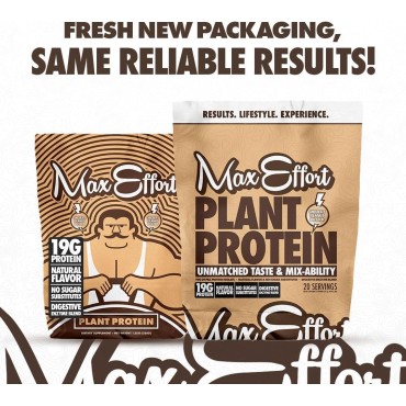 MAX EFFORT Plant Protein Powder, 19 G Pea Protein, Plant Based, Gluten Free, Low Carb, Protein Shake or Smoothie Mix, Meal Replacement, No Whey, No Sugar Substitutes, Chocolate Peanut Butter, 20 Srvg