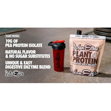 MAX EFFORT Plant Protein Powder, 19 G Pea Protein, Plant Based, Gluten Free, Low Carb, Protein Shake or Smoothie Mix, Meal Replacement, No Whey, No Sugar Substitutes, Chocolate Peanut Butter, 20 Srvg