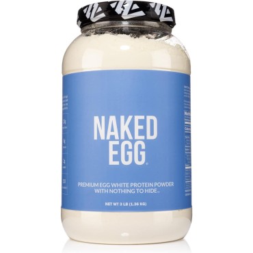 Naked 3LB Non-GMO Egg White Protein Supplement Powder, Unflavored, No Additives, Paleo, Dairy Free, Gluten Free, Soy Free – 25g Protein, 44 Servings, 3 pounds