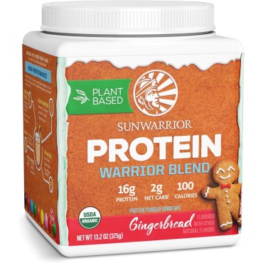 Sunwarrior Vegan Organic Protein Powder Plant-Based Protein USDA| BCAA Amino Acids Hemp Seed Soy Free Dairy Free Gluten Free Synthetic Free Non-GMO | Gingerbread Flavored 15 Servings | WarriorBlend