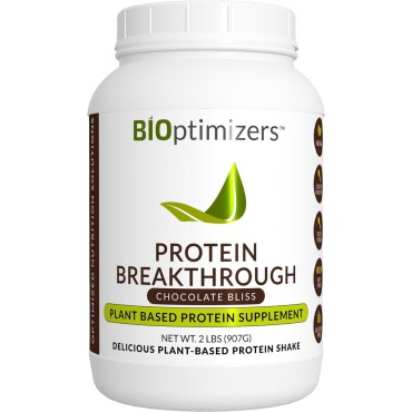 BiOptimizers Protein Breakthrough - Vegan Protein Powder Meal Replacement Shake - Pea Protein, Pumpkin Seed, Hemp - Low Carb Gluten Free Plant Based - Chocolate Bliss (907 g)